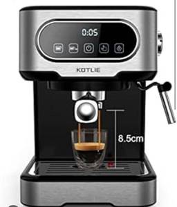 lot 1299 image: KOTLIE Espresso Machine Espresso Machine with Professional Milk Foam Nozzle, 20 Bar LED Touch Screen, 1.5L Water Tank, 1 Filter 1100W