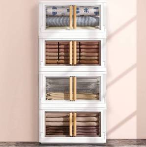 lot 1300 image: Storage Bins with Lids - 4 Packs Stackable Storage Bins,Collapsible Storage Bins,Plastic Storage Bins for Closet Organizer,Folding Storage Box,Dual Open Bathroom Organizer Laundry Room Organization