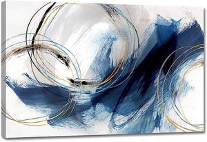 lot 1315 image: Canvas wall art, abstract art paintings, blue fantasy, colorful graffiti on white background modern art decoration for living room, bedroom, kitchen 24 x 16 inches