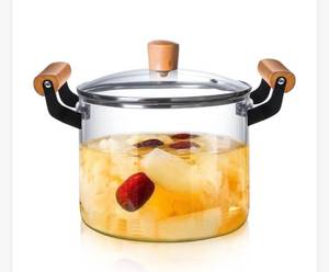 lot 21554 image: 4 Quart Glass Pot, Clear Pots Cooking, Glass Pots for Cooking on Stove, Glass Cookware, Simmer Pot, Clear Pots and Pans Set, Clear Glass Pots and Pans Set, Clear Glass Cooking Pot Set, Clear Pot Set (Retail $43.99)
