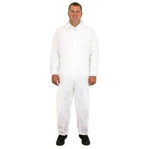 lot 21565 image: THE SAFETY ZONE Large White Disposable Coverall Polypropylene (25-Pack) (Retail $185.00)