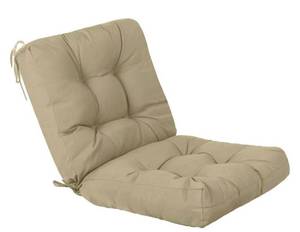 lot 21568 image: QILLOWAY Outdoor SeatBack Chair Cushion Tufted Pillow, SpringSummer Seasonal All Weather Replacement Cushions. (Beige) (Retail $39.99)