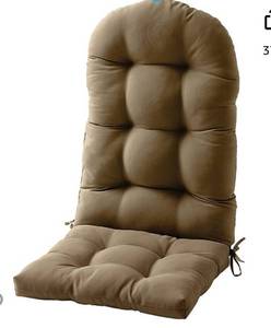 lot 21571 image: Adirondack & Rocking Chair Cushion, High Back Patio Cushions - Waterproof Solid Tufted Pillow, IndoorOutdoor Pads with Ties, Fade-Resistant & Seasonal All Weather Replacement (Cappuccino, 1) (Retail $59.98)