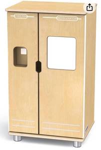 lot 21611 image: Jonti-Craft TrueModern 1710JC Play Kitchen Refrigerator, Gold (Retail $585.70)