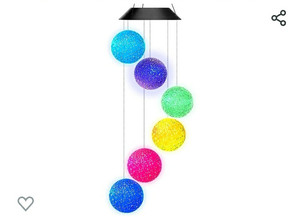 lot 1524 image: Color Changing Solar Power Wind Chime Crystal Ball Wind Chime Wind Mobile Portable Waterproof Outdoor Windchime Light for Patio Yard Garden Home