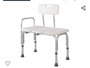 lot 1527 image: Bathtub Transfer BenchBath Chair with Back, Wide SEAT, Adjustable SEAT Height, Sure-GRIPED Legs, Lightweight, Durable, Rust-Resistant Shower Bench