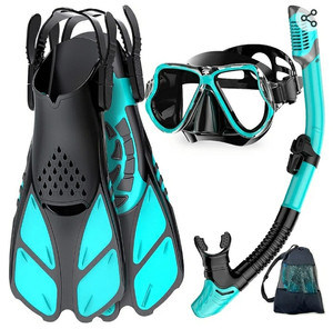 lot 1535 image: Zenoplige Mask Fins Snorkel Set, Snorkeling Gear for Adults, Panoramic View Snorkel Mask Anti-Fog, Adjustable Dive Flippers, Dry Top Snorkel and Travel Bag, Scuba Gear for Swimming Snorkeling Diving size SM