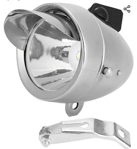 lot 1537 image: Vintage Bicycle Headlight Retro Bike LED Light Night Riding with Metal Brim Retro Safety Front Head Lamp Cycling Accessories for Outdoor