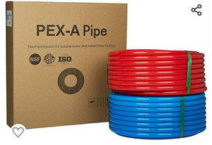 lot 1565 image: 12 inch 2 x100 ft Pex-A PipeTubing Blue & Red 200 ft Length for Potable Water-for HotCold Water-Plumbing Applications