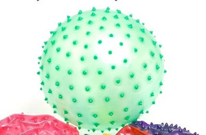 lot 1586 image: Novelty 7 Inch Knobby Bounce Ball 4 pack colors may very