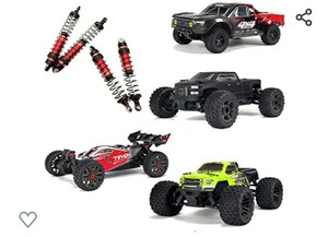 lot 1597 image: 4pcs Front and Rear Shock Absorber Damper for Arrma 3S BLX Granite Big Rock Senton Typhon MEGA550 Granite Senton Typhon Upgrade Parts, Replacement for AR330550 AR330551 (Red