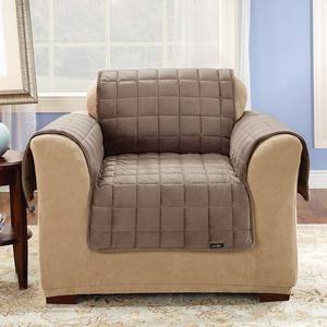 lot 5052 image: Sure Fit Velvet Deluxe Pet Chair Slipcover with Sanitize Odor Release