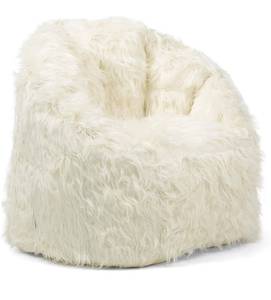 lot 5054 image: Big Joe Milano Bean Bag Chair, Ivory Shag Fur, Soft Faux Fur