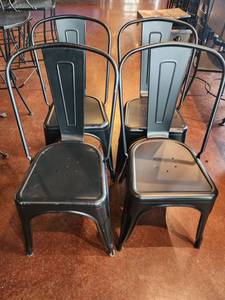 lot 21540 image: Lot 4 of Black Industrial Style Stackable Metal Chairs