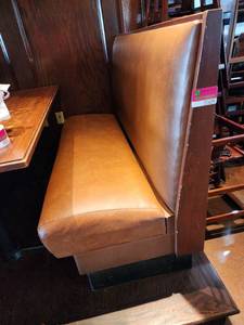 lot 21629 image: Light Brown Booth W Wood Accents