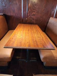 lot 21632 image: Restaurant Style Table W Double Metal Bases