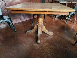 lot 21638 image: Solid Wood 4-Top Table W Wood Base