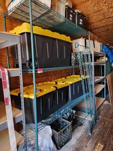 lot 29518 image: 4 Teir Green Epoxy Metro Shelf W an Extra Shelf