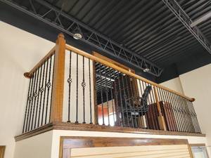 lot 29570 image: 14ft L-Shaped Decorative Balcony Hand Railing, Wood and Iron&nbsp