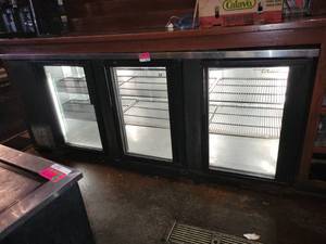 lot 18696 image: Commercial True TBB-4G 3-Section Glass Door Back Bar Cooler&nbsp