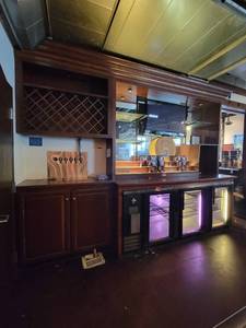 lot 18722 image: 12ft Back Bar Wooden&nbspCabinetry