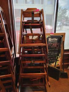 lot 18785 image: Lot of 5 Wooden Highchairs