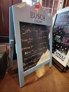 lot 18791 image: Busch Light Wooden Framed Double-Sided A-Frame Sign, Chalkboard