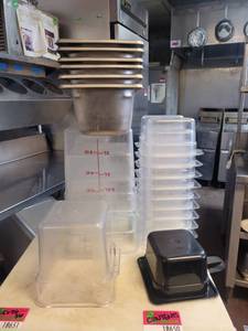 lot 18650 image: Assorted Lot of Food Storage Containers - Cambro 4 and 6 Qt. Food Storage Containers, Stainless Steel Steam Table Pans, and More