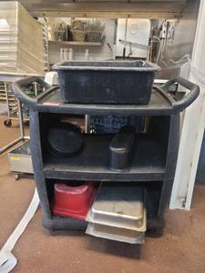 lot 18652 image: Carlisle 2-Tier Black Plastic Catering Cart