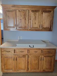 lot 22744 image: 68in Wooden Upper and Lower Cabinetry