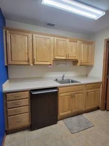 lot 22746 image: Wooden Legacy Kitchen Set W Stainless Steel Sink and Mini Refrigerator