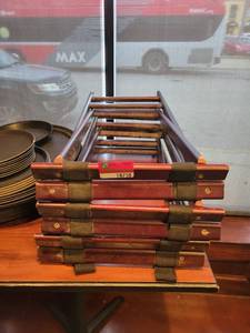 lot 18758 image: Lot of 3 Wooden Foldable Tray Stands&nbsp