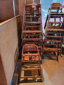 lot 18784 image: Lot of 6 Wooden Highchairs