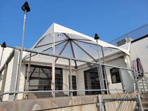 lot 18825 image: 20ft White Event Tent W 2 Sides