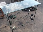 Nice rod  iron couch table or entryway table iron with glass top