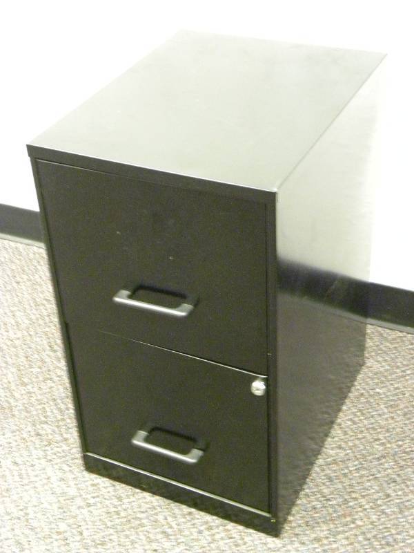lot 7010 image: Black 2 Drawer Filing Cabinet