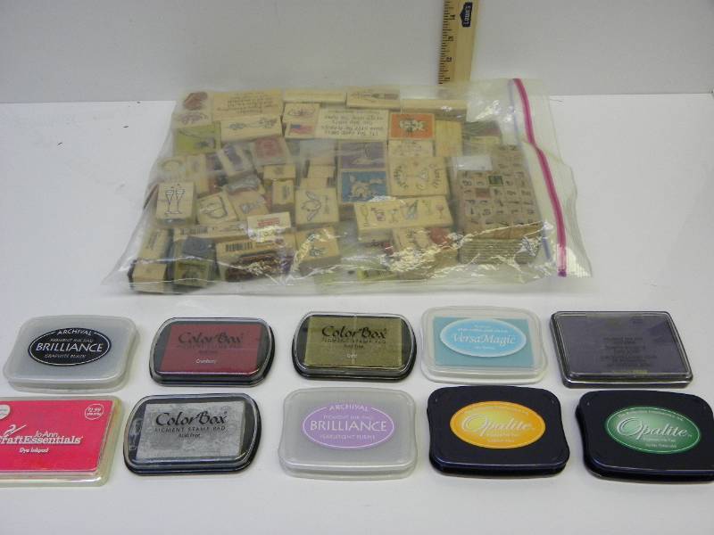 lot 7038 image: Variety Stamps. Assorted Sizes and Styles. 10 Different Stamp Pads.