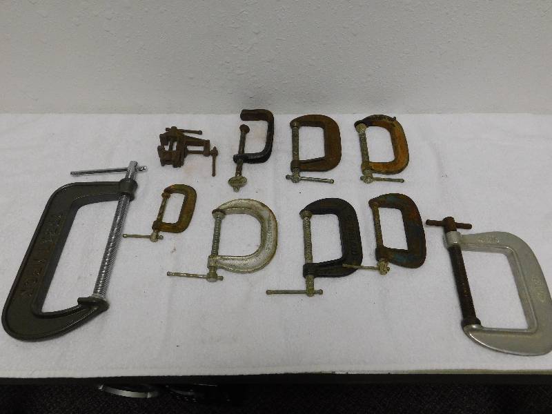 lot 7135 image: Assorted Clamps.  Vintage and New. Table and Corner.
