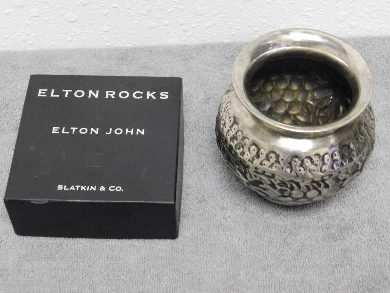 lot 7170 image: Elton John Potpourri Rocks & Silvered Vase.
