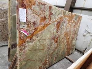 lot 3129 image: Lot of 3 Slabs of Green Onyx, Polished