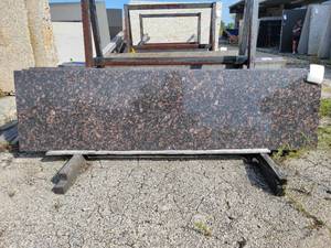 lot 9340 image: Lot of 9 Tan Brown Polished Granite Prefab Countertops