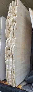 lot 9356 image: Lot of 8 Class Travertine Honed Cross Cut Filled Limestone Slabs