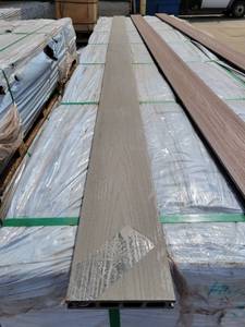 lot 9396 image: Crate of Grey Embossed Wood Composite Decking Boards, 140 Piece