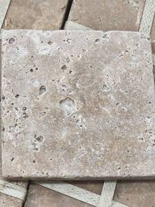 lot 5653 image: Crate of 4x4 Noce Tumbled Travertine Tile