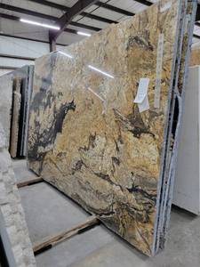 lot 3245 image: Lot of 2 Supreme Golden Granite Slabs, Polished