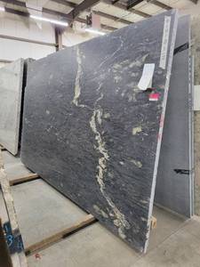 lot 3150 image: Lot of 3 Slabs of Titanium Gold Granite, Leather&nbsp