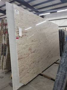 lot 3165 image: Lot of 3 Slabs of Ivory Brown Granite Slabs, Polished