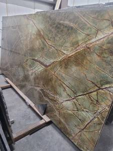 lot 3081 image: Lot of 2 Slabs of Rainforest Green Marble, Polished