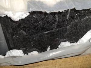 lot 5597 image: Crate of Imperial Black Granite Bathroom Vanity Counter Tops W a Sink Hole