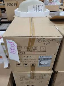 lot 5815 image: Box of 3 Lenova Bone White Ceramic Sinks